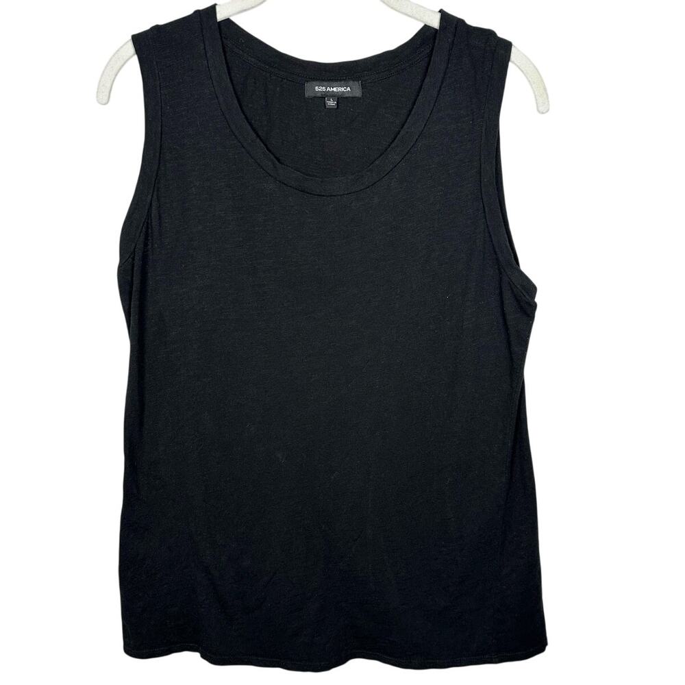 525 America Black 100% Cotton Scoop Neck Tank Top Women's Large